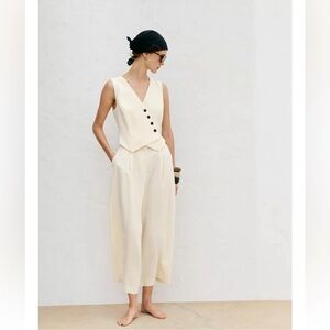 ZARA BLOGGERS FAV LONG LINEN VEST JUMPSUIT